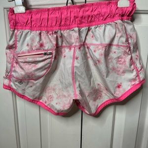 Lululemon Pink & White Flower shorts